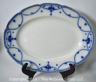 Three (3) Vintage Blue and White Transferware Serving Platters and Plates, Various Makers. WAS 272PG