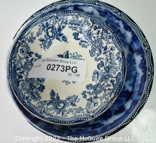 Eight (8) Vintage Blue and White Ceramic Plates, Various Makers.  