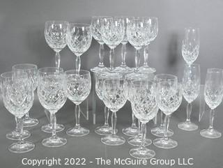 Set of Cut Crystal Water, Wine and Champagne Flutes WAS 281PG