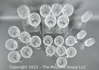 Set of Cut Crystal Water, Wine and Champagne Flutes WAS 281PG