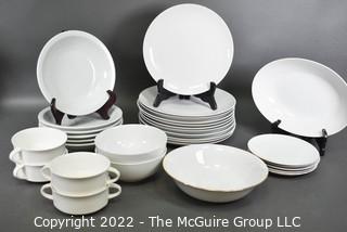 Collection of White Ceramic Dinnerware, Various Makers. 