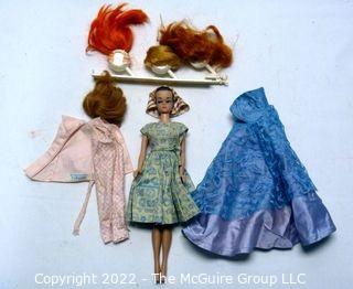 Vintage 1964 Fashion Queen Barbie and 4 wigs. Debeutante Petite Fashon clothing.