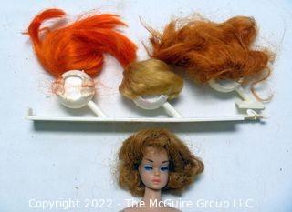 Vintage 1964 Fashion Queen Barbie and 4 wigs. Debeutante Petite Fashon clothing.