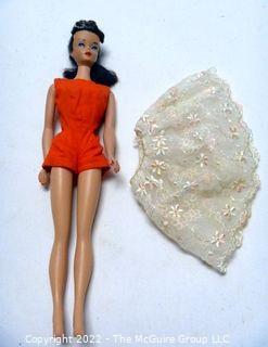 Vintage 1960 #3 Barbie Doll and Mattel Clothing. Brunette w/ Pony Tail