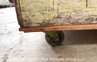 Collection of Hand Tools in custom made wooden cart on casters. 