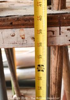 Collection of Hand Tools in custom made wooden cart on casters. 