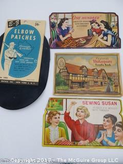 3 Vintage sewing needle books with contents and Elbow Patch Set; #1232