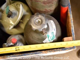 Large Box of canisters used by HVAC and Electrical Contractors; including coolant.  Does include wooden box, but does not include cart. Buyer must produce Refrigerant Handling Certificate at removal.  Encourage inspection, Tuesday, April 26, 2-4pm  