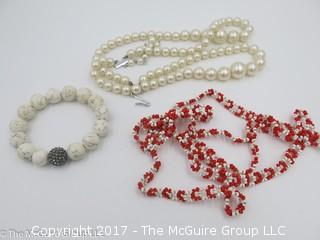 Collection of 3 costume necklaces; # 1234