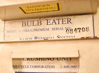 Bulb Eater and Vapor Removal System. Model 55 VRS/U Premium Serial #084708. Model 3K-A0161621. Includes at least two 55 gal. metal barrels and metal clamping bands. Includes metal dolly as well.   