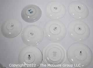 Collection of Ten (10) Fine Porcelain Hand Painted Tea Cups and Saucers.