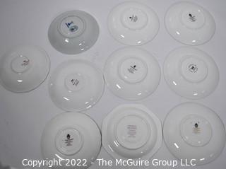 Collection of Ten (10) Fine Porcelain Hand Painted Tea Cups and Saucers.