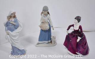 Three (3) Porcelain China Figurines of Women Including Madonna. 