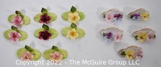 Set of Thirteen (13) Vintage Crown Staffordshire Fine Bone China Hand-Painted Place Card Holders.