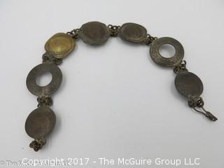 7 1/2" bracelet made from Indian coinage; #1239