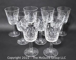 Set of Nine (9) Waterford Lismore Crystal Water Goblets