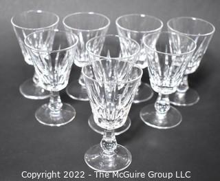 Set of Eight (8) Cordial Crystal Glasses.