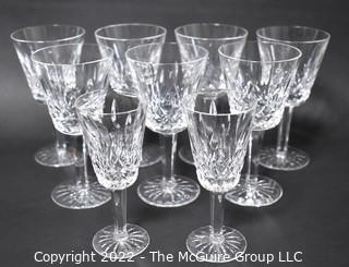 Set of Nine (9) Waterford Lismore Crystal Wine Goblets.  A few small chips on rims. 