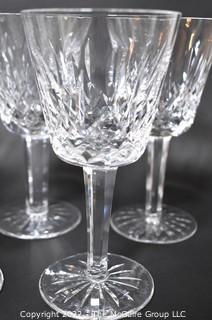 Set of Nine (9) Waterford Lismore Crystal Wine Goblets.  A few small chips on rims. 