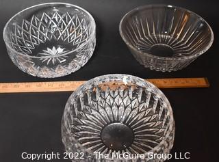 Three (3) Crystal Glass Serving Bowls Including Atlantis and Lambert. 