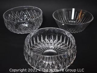 Three (3) Crystal Glass Serving Bowls Including Atlantis and Lambert. 