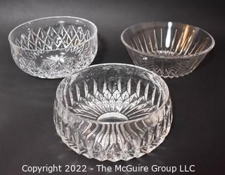 Three (3) Crystal Glass Serving Bowls Including Atlantis and Lambert. 