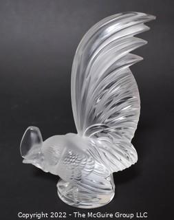 Lalique Crystal Coq Nain Rooster Paperweight or Figurine.  9".