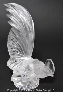 Lalique Crystal Coq Nain Rooster Paperweight or Figurine.  9".