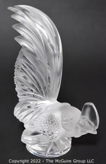 Lalique Crystal Coq Nain Rooster Paperweight or Figurine.  9".