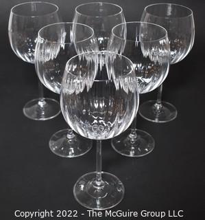 Set of Six (6) Galway Crystal Erne Wine Red Wine Glasses. 