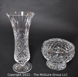 Two (2) Pieces of Cut Crystal Including Vase and Dish by Stuart and Royal . 