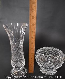 Two (2) Pieces of Cut Crystal Including Vase and Dish by Stuart and Royal . 