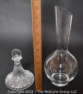 Crystal Glass Vase and Decanter. Signed