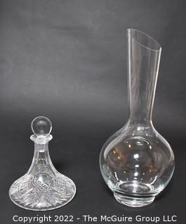 Crystal Glass Vase and Decanter. Signed