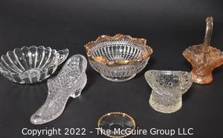 Vintage Group of Clear Glass with Gilt Decoration Glassware