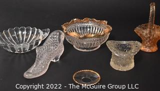 Vintage Group of Clear Glass with Gilt Decoration Glassware