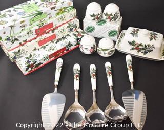 Group of Portmeirion Serving Utensils and Salt and Pepper Shakers New in Box. 