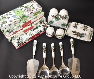 Group of Portmeirion Serving Utensils and Salt and Pepper Shakers New in Box. 