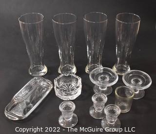 Group of Clear Glass Serving Pieces. 