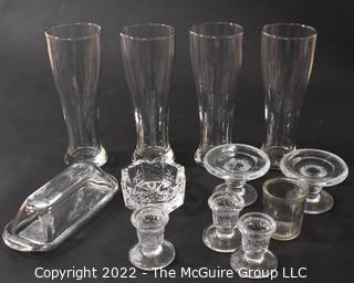 Group of Clear Glass Serving Pieces. 