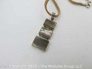 Sterling pendant on leather necklace (18 1/2"); #1242