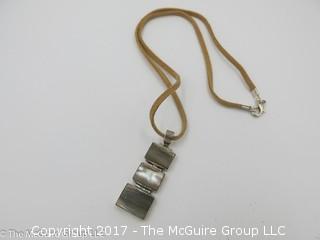 Sterling pendant on leather necklace (18 1/2"); #1242