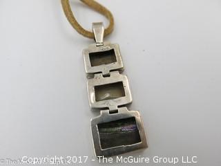 Sterling pendant on leather necklace (18 1/2"); #1242