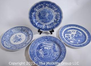 Four (4) Spode Blue Room Collection Transferware Dinner Plates.