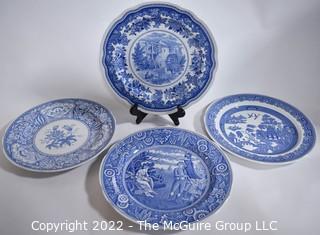 Four (4) Spode Blue Room Collection Transferware Dinner Plates.