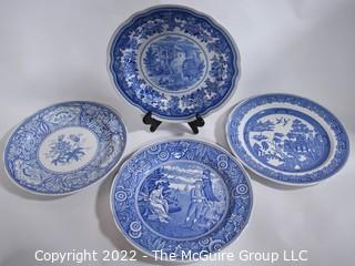 Four (4) Spode Blue Room Collection Transferware Dinner Plates.