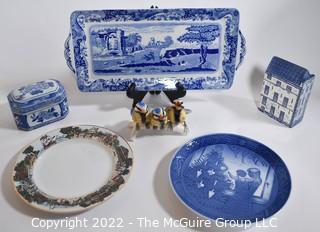 Group of Porcelain Decorative and Serving Items Including Spode, Delft, Goebel, Royal Copenhagen, etc. 