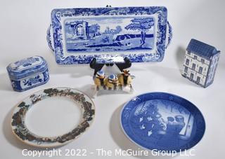 Group of Porcelain Decorative and Serving Items Including Spode, Delft, Goebel, Royal Copenhagen, etc. 