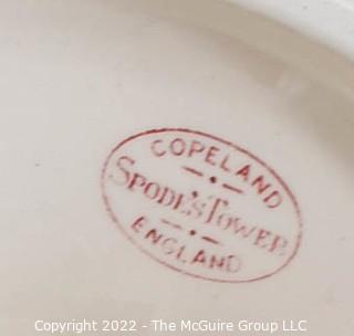 Copeland Spode Pink Tower Pedestal Cake Plate and Johnson Bros. Historic America Brown Cup & Saucer.