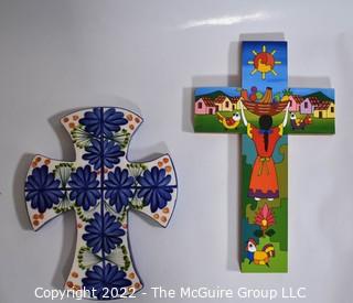 Two (2) Hand Crafted Wall Crucifixes. 